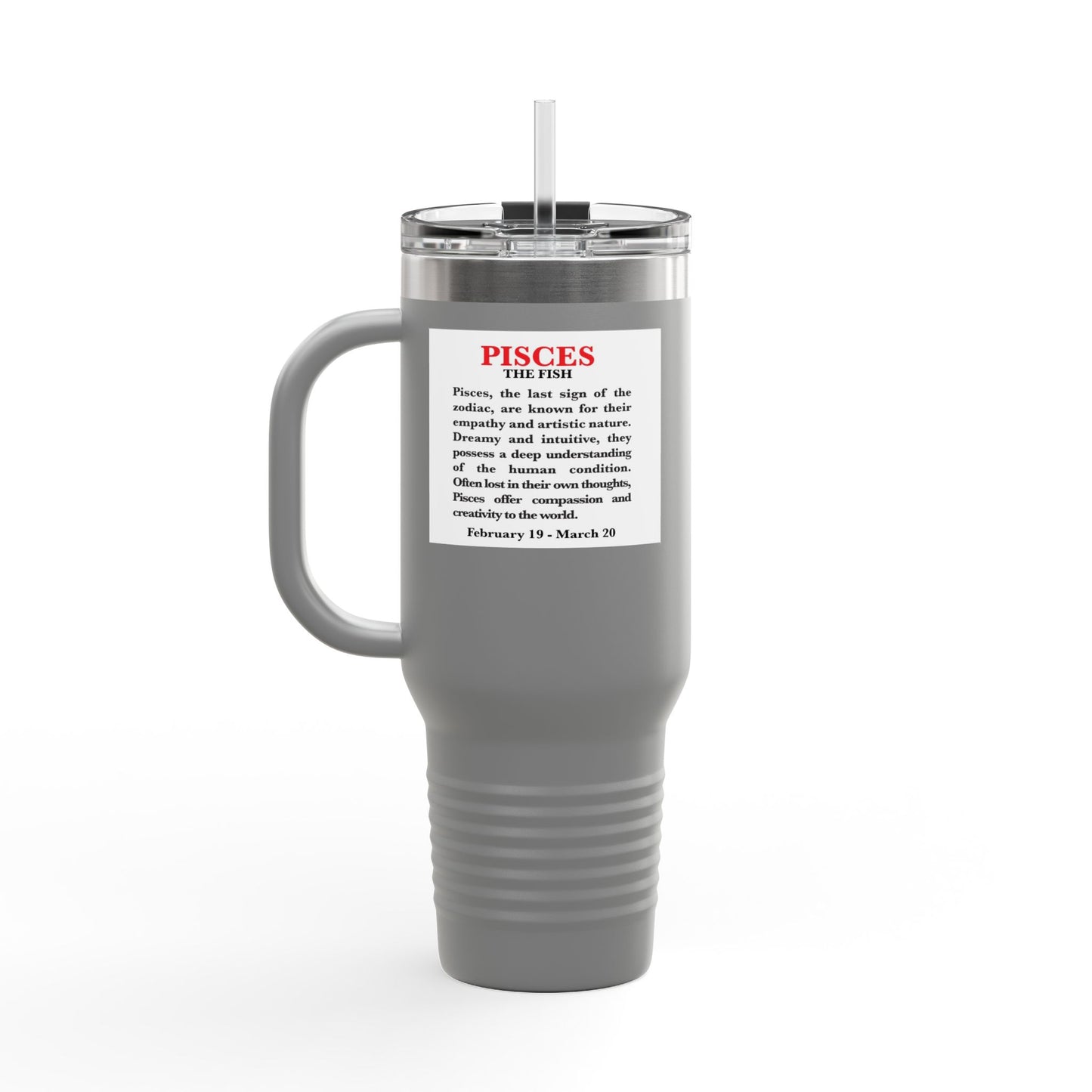 Pisces Insulated Travel Mug, 40oz, Perfect for Zodiac Fans, Coffee, Tea, Water