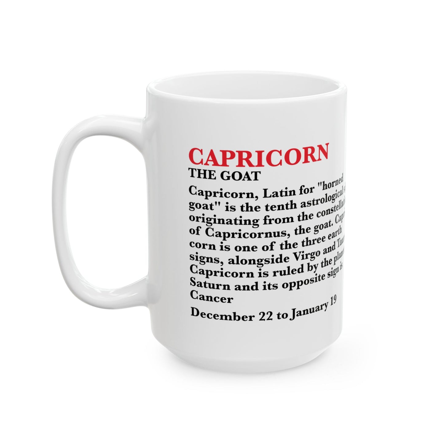 Capricorn Zodiac Ceramic Mug, Astrology Coffee Cup, Horoscope Drinkware for Capricorn Lovers, December/January Birthday Gift,
