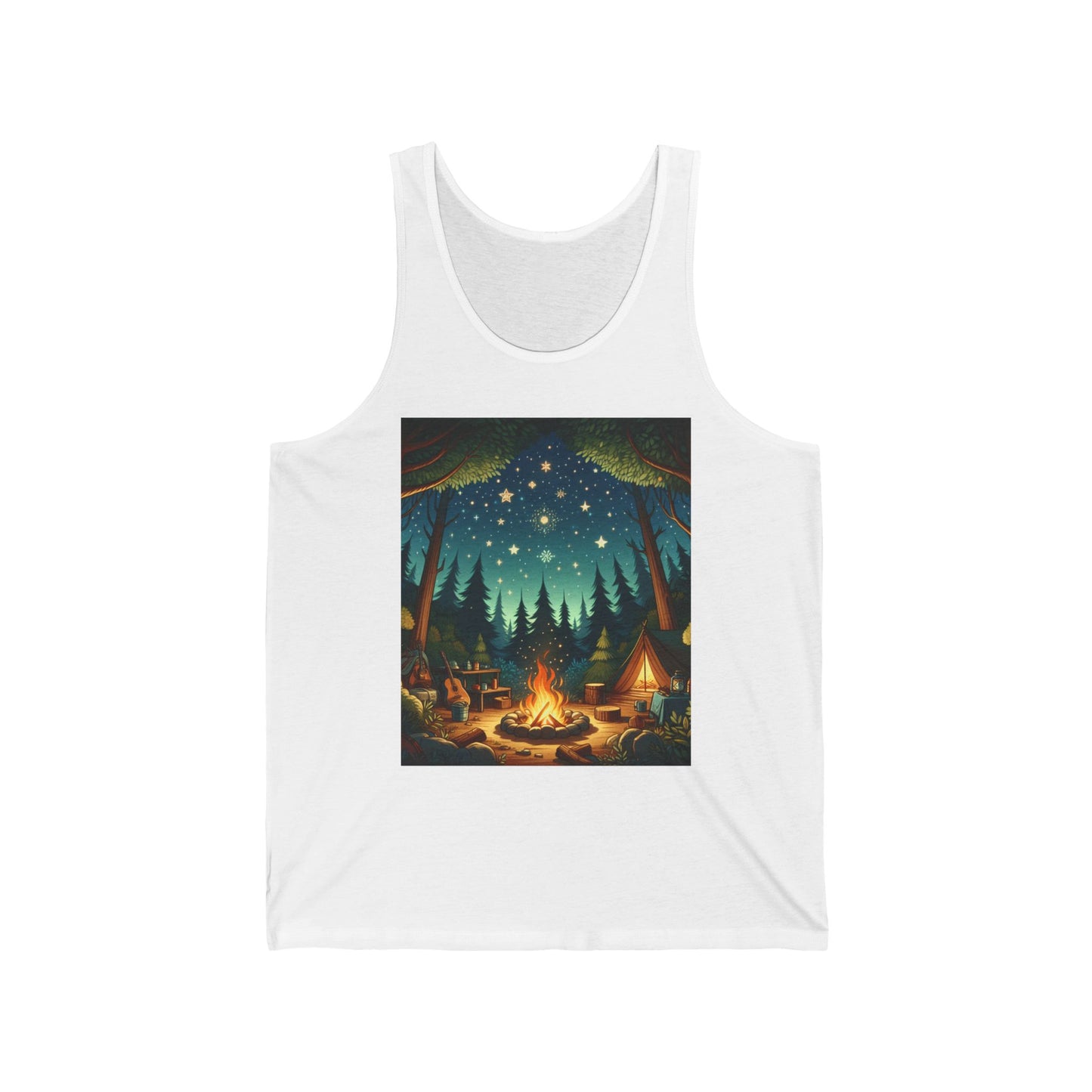 Camping Unisex Jersey Tank Top - Perfect for Festivals & Casual Wear