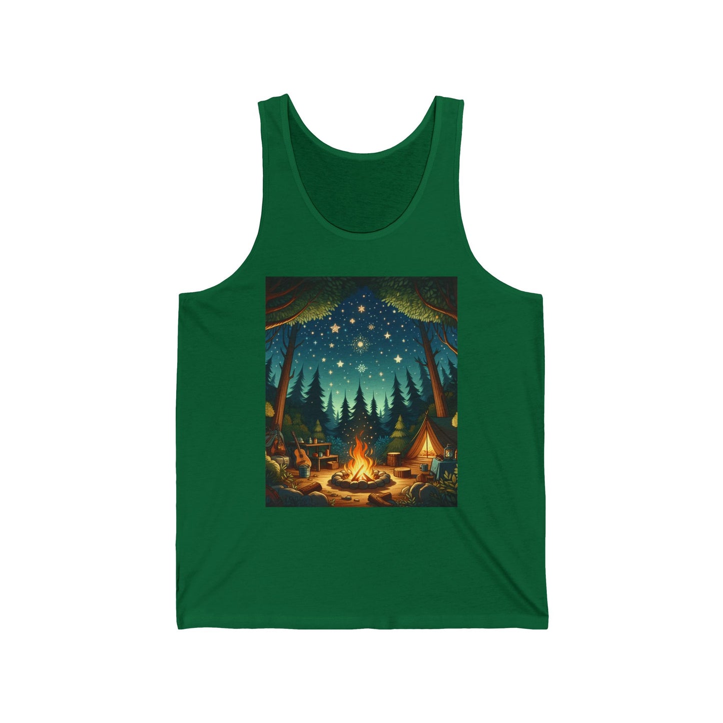 Camping Unisex Jersey Tank Top - Perfect for Festivals & Casual Wear