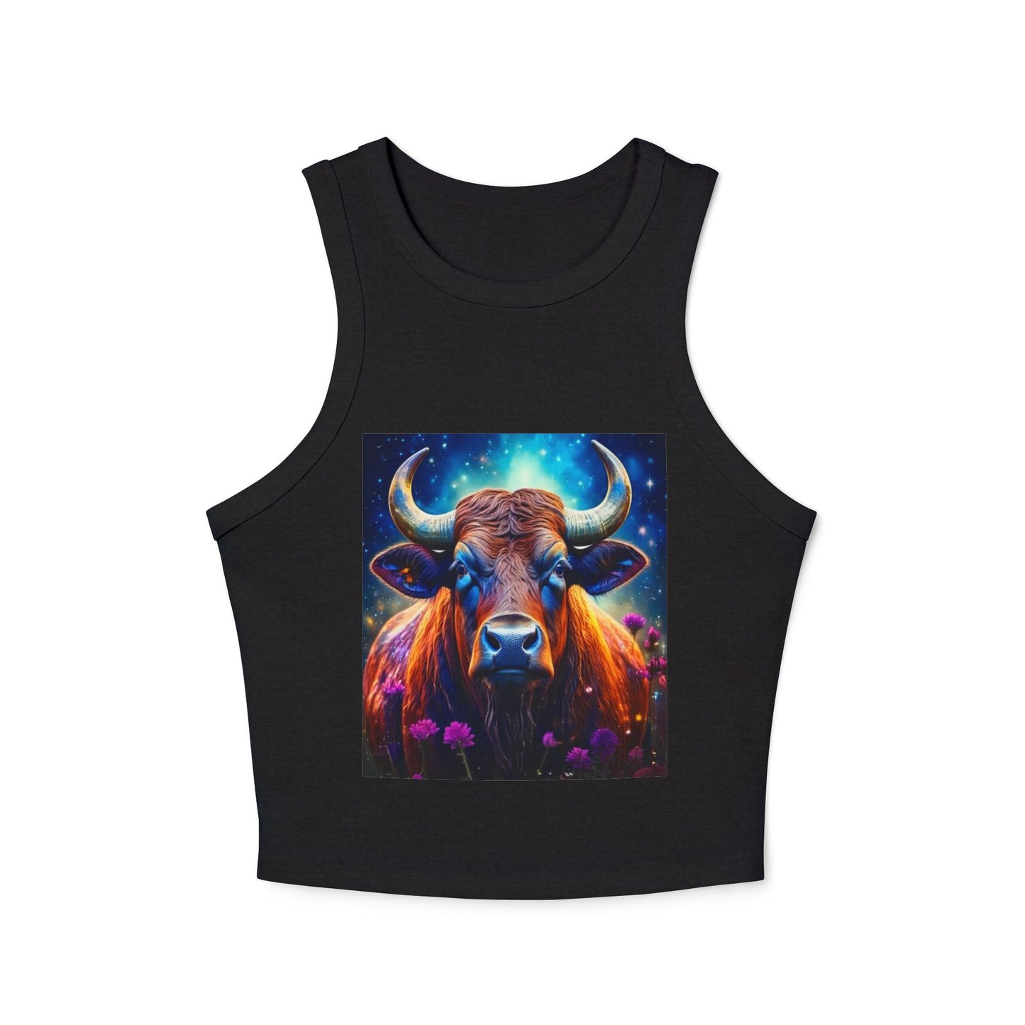Taurus Women's Micro Rib Racer Tank Top - Vibrant Galaxy Design