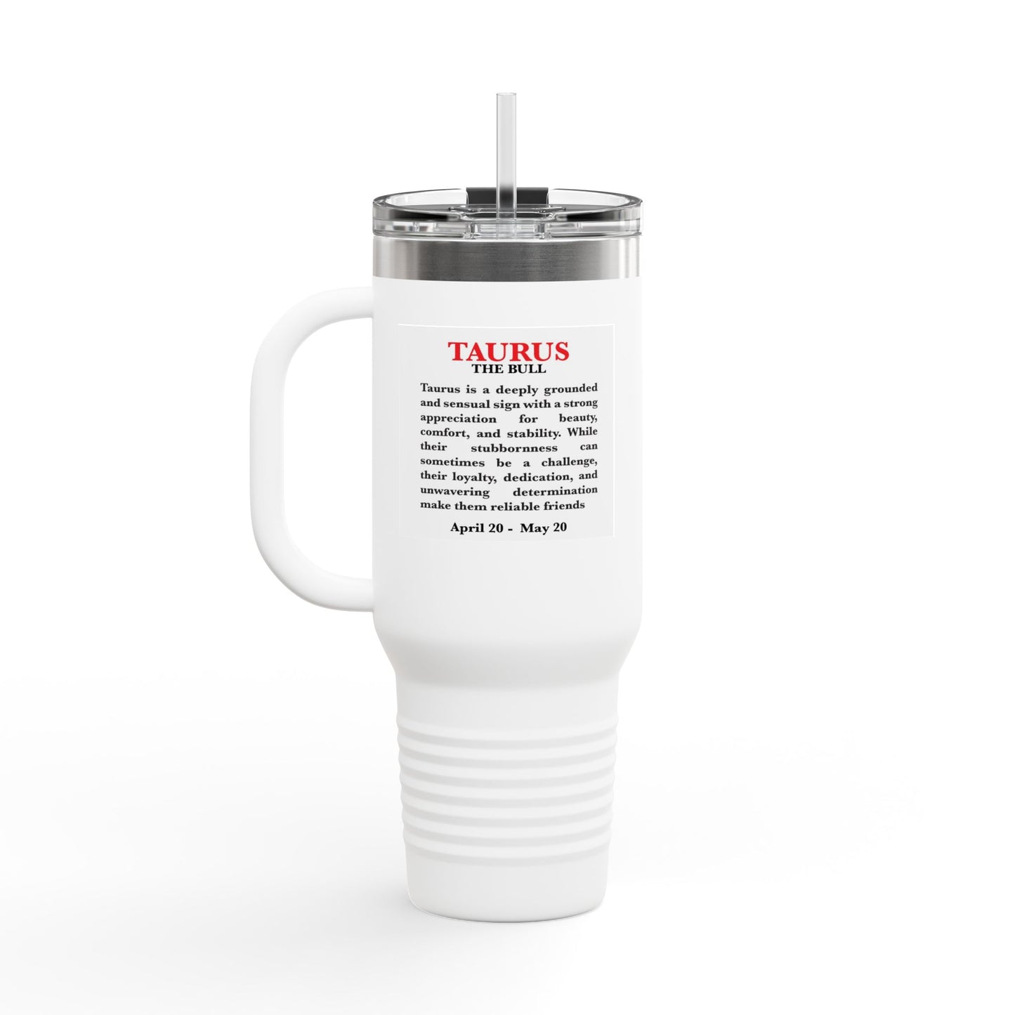 Taurus Insulated Travel Mug, 40oz, Perfect for Zodiac Fans, Coffee, Tea, Water
