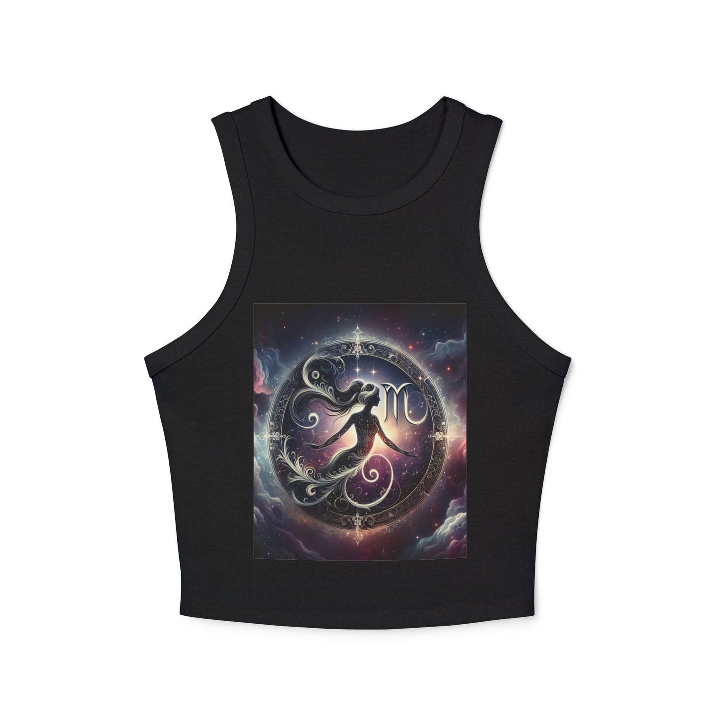 Virgo Women's Micro Rib Racer Tank Top - Vibrant Galaxy Design
