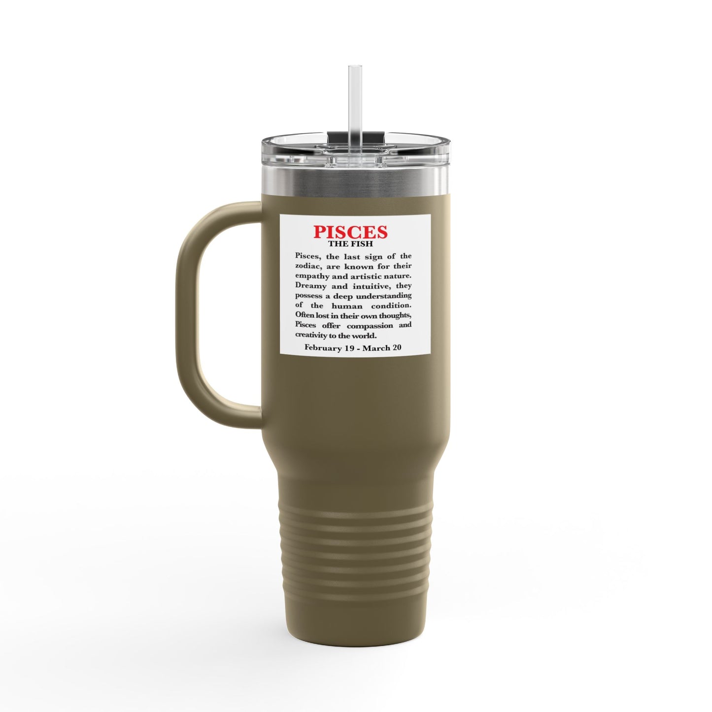Pisces Insulated Travel Mug, 40oz, Perfect for Zodiac Fans, Coffee, Tea, Water
