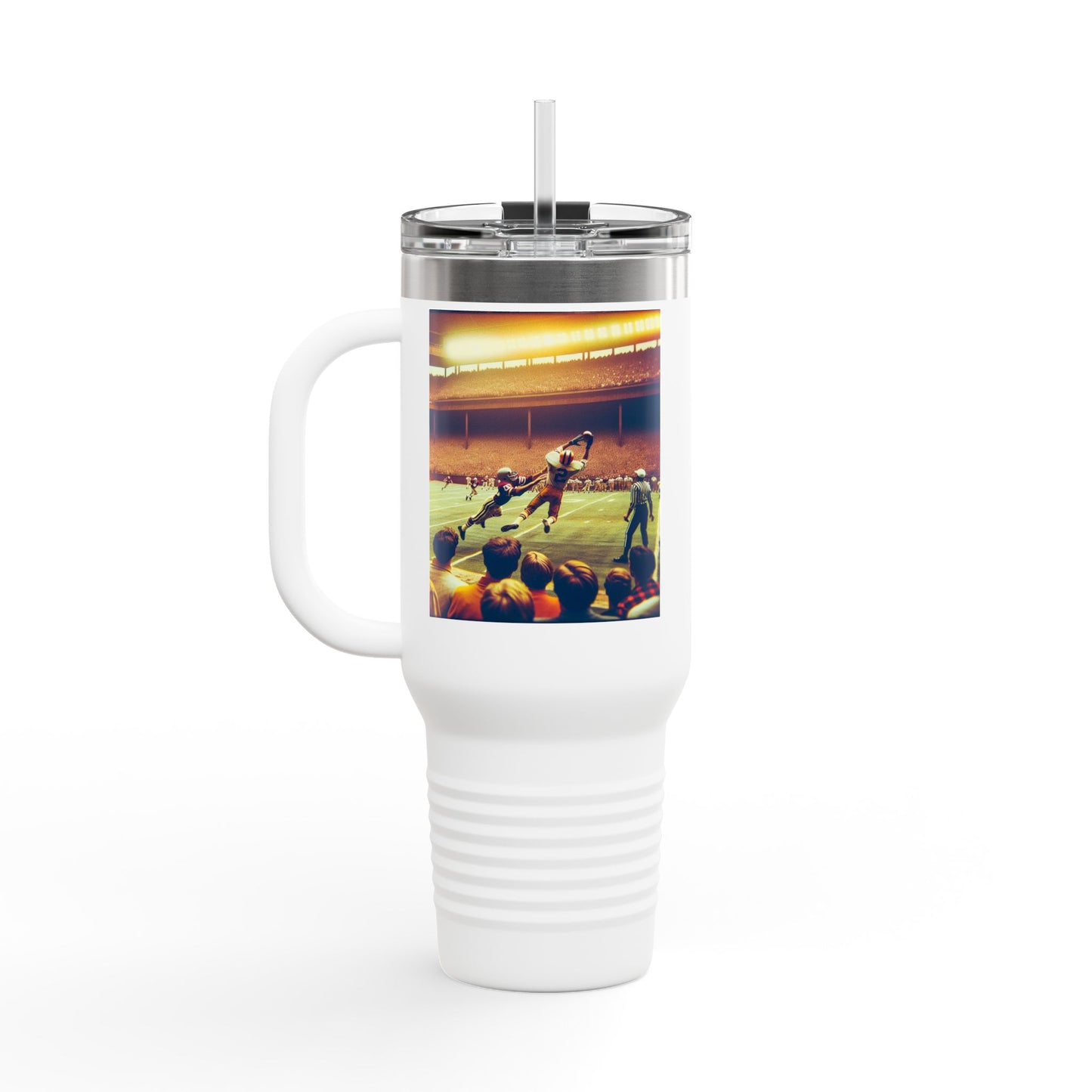 Vintage Football Insulated Travel Mug, 40oz, Perfect for Fans, Leagues, Game Day, Sports Events, Coffee, Tea, Water