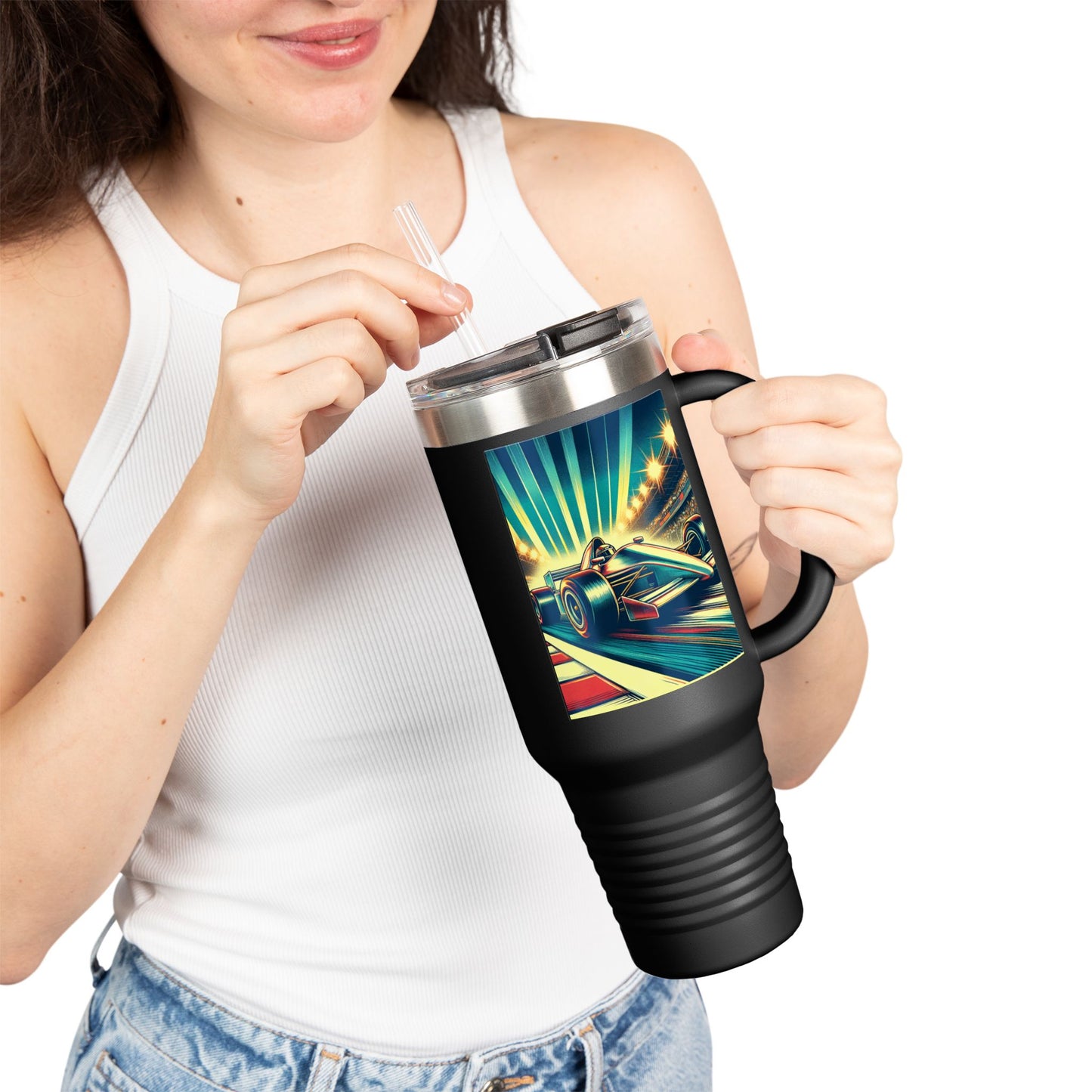 Vintage F1 Insulated Travel Mug, 40oz, Perfect for Fans, Sports Events, Coffee, Tea, Water