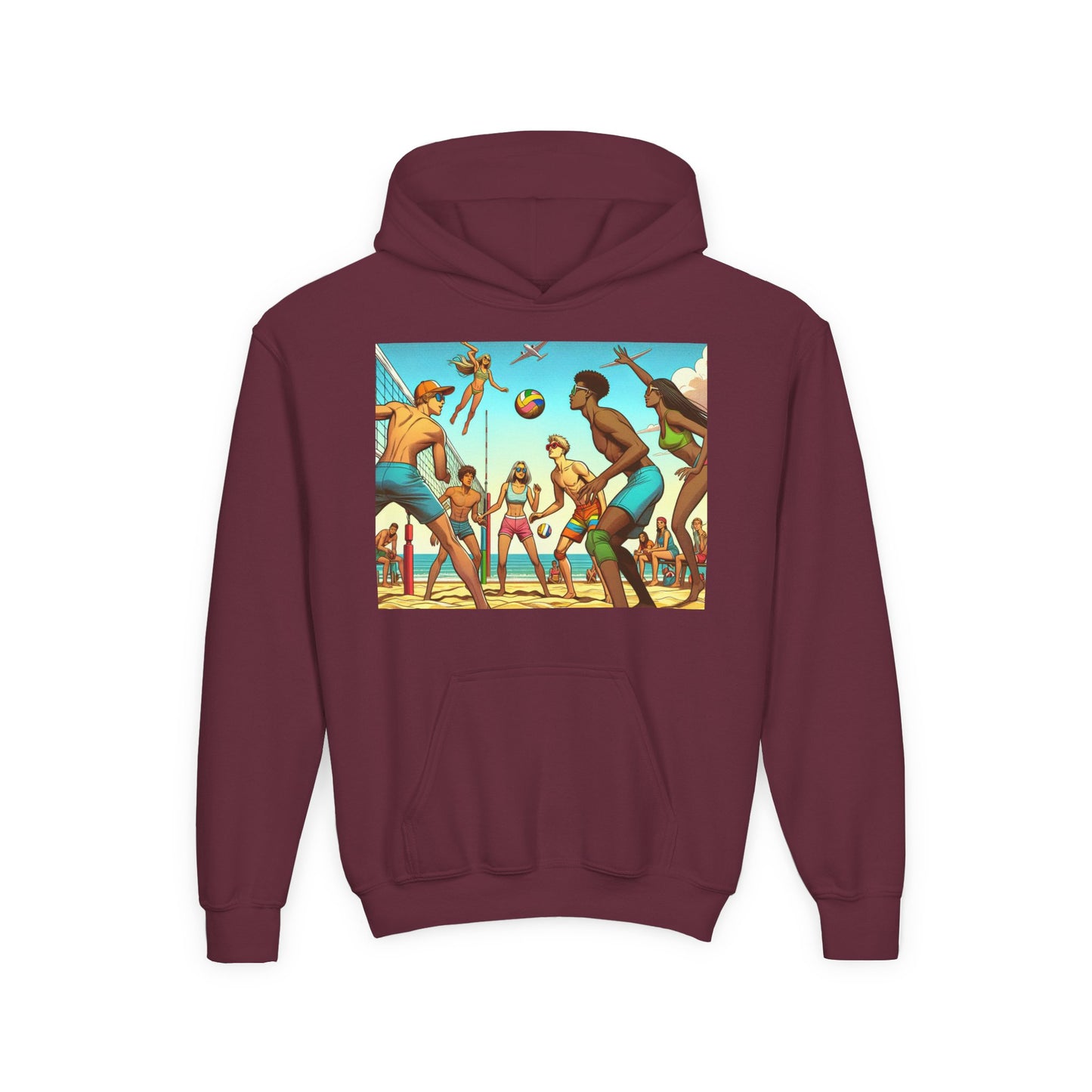 Volleyball Youth Hoodie - Sporty Heavy Blend Sweatshirt for Young Athletes