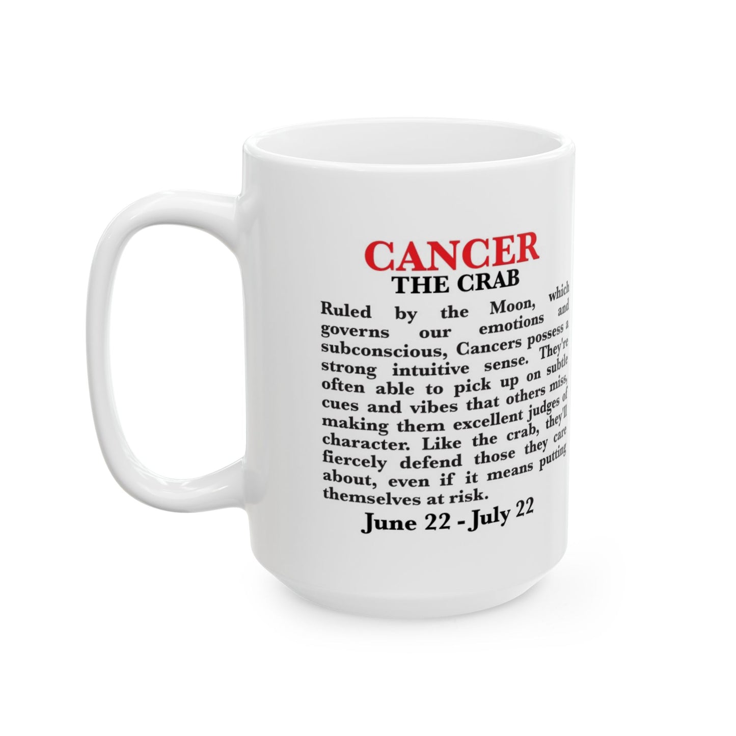 Cancer Zodiac Ceramic Mug, Astrology Coffee Cup, Horoscope Drinkware for Moon Lovers, June/July Birthday Gift, Star Sign Mug