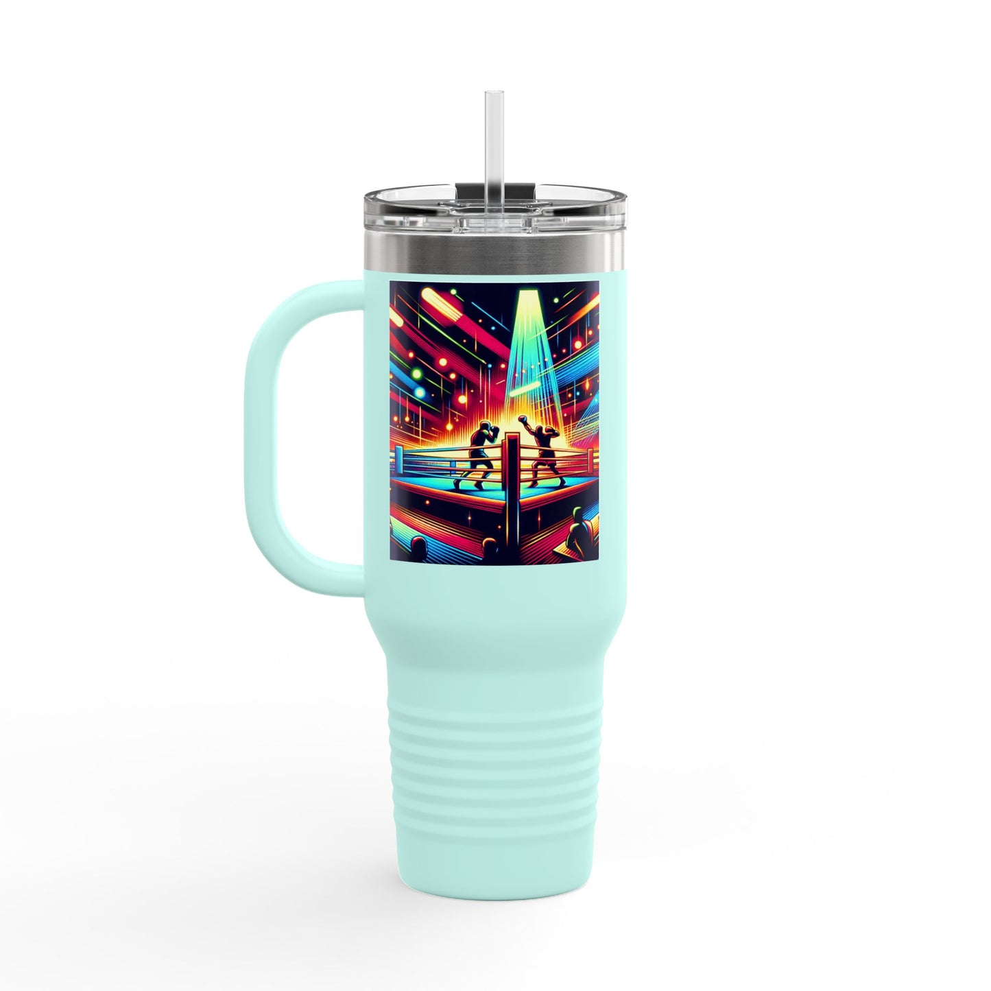 Vintage Boxing Insulated Travel Mug, 40oz, Perfect for Fans, Game Day, Sports Events, Coffee, Tea, Water