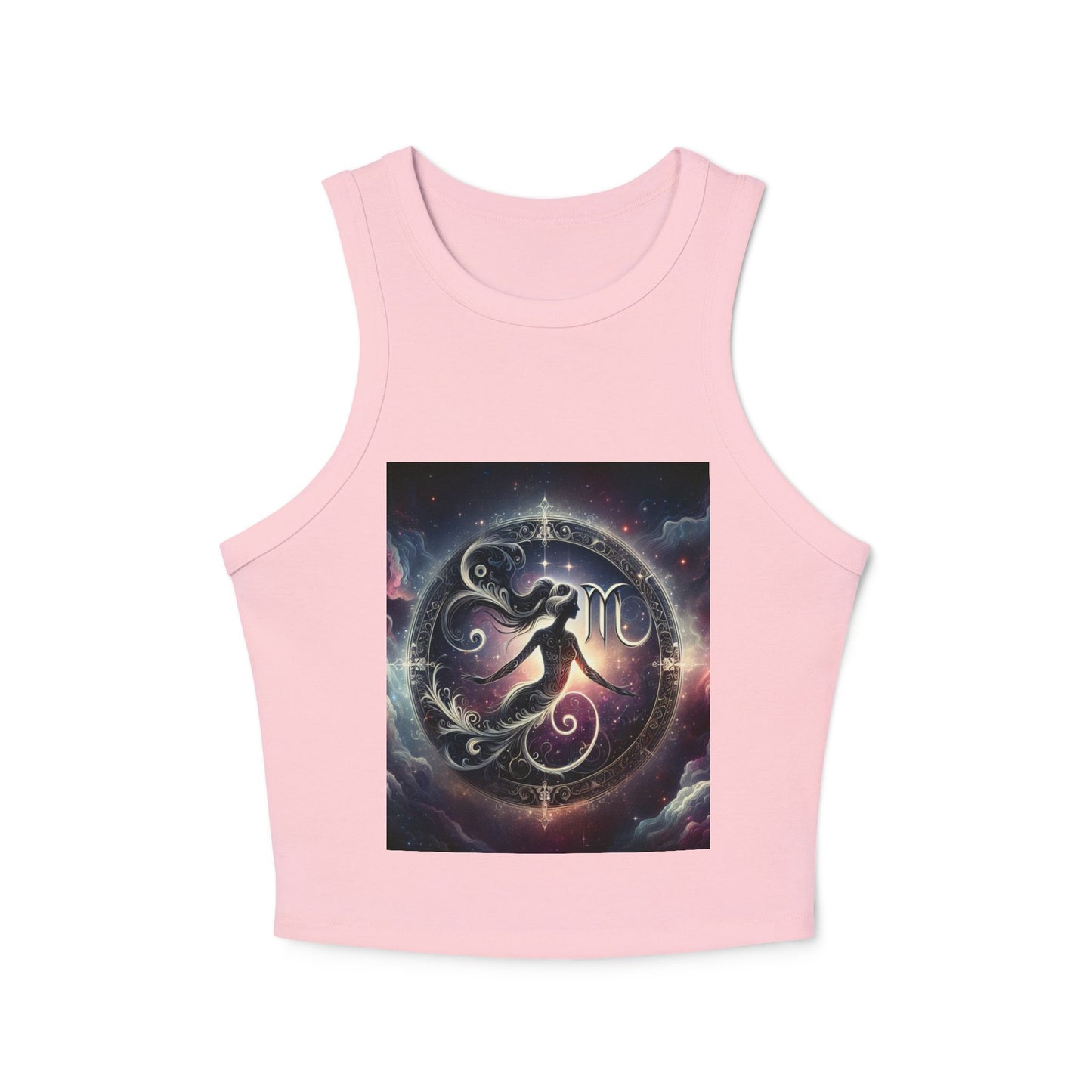 Virgo Women's Micro Rib Racer Tank Top - Vibrant Galaxy Design