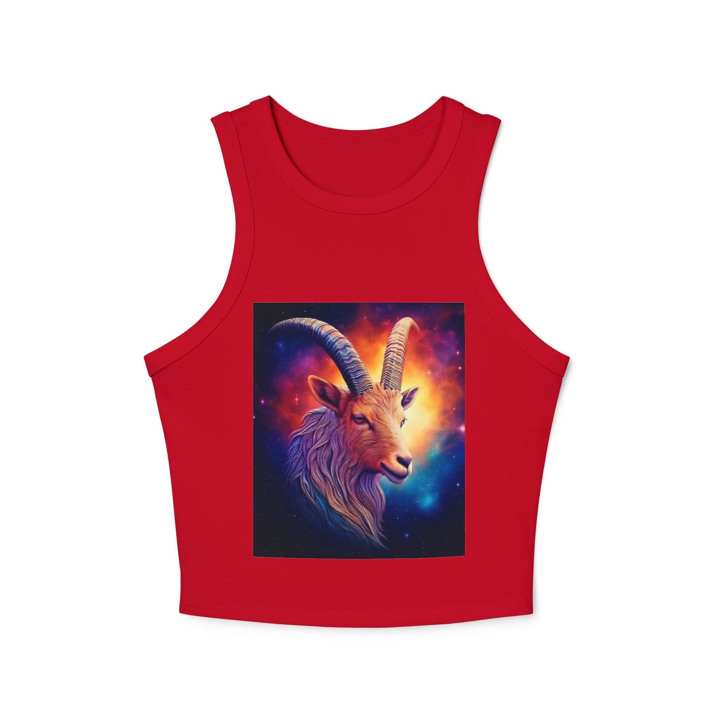 Capricorn Women's Micro Rib Racer Tank Top - Vibrant Galaxy Design