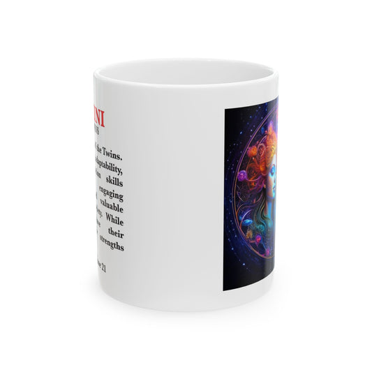 Gemini Zodiac Ceramic Mug, Astrology Coffee Cup, Horoscope Drinkware for Gemini Lovers, May/June Birthday Gift, Star Sign Mug