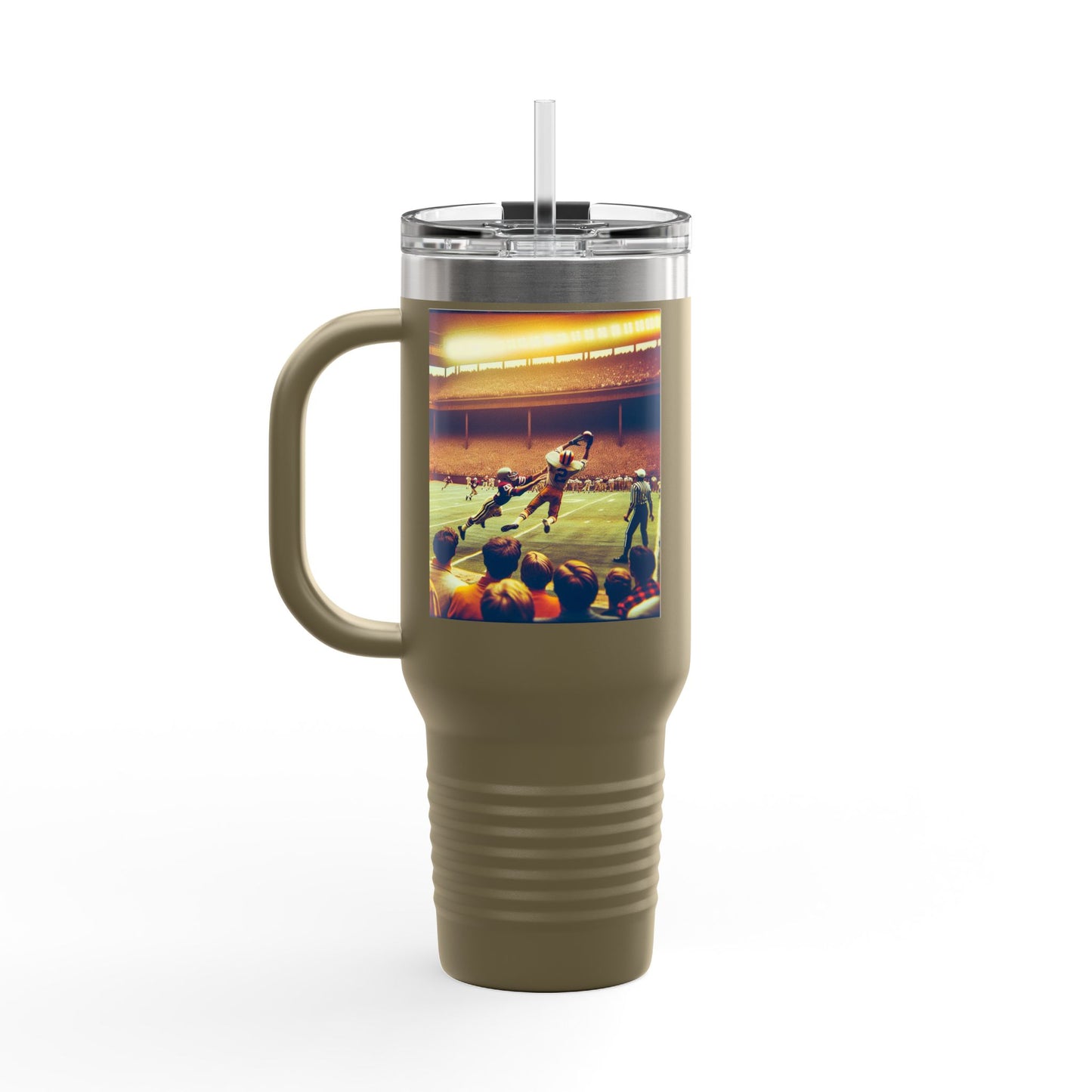 Vintage Football Insulated Travel Mug, 40oz, Perfect for Fans, Leagues, Game Day, Sports Events, Coffee, Tea, Water