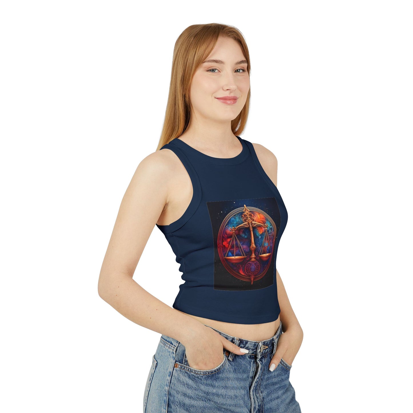 Libra Women's Micro Rib Racer Tank Top