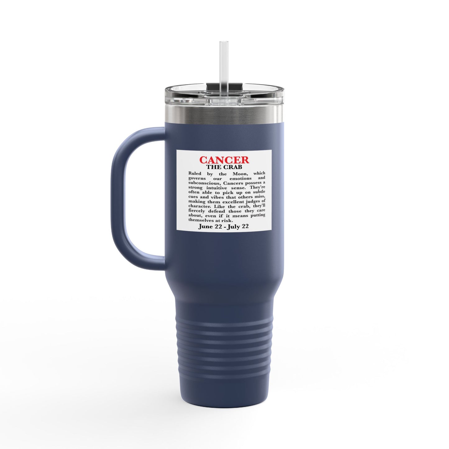 Cancer Insulated Travel Mug, 40oz, Perfect for Zodiac Fans, Coffee, Tea, Water