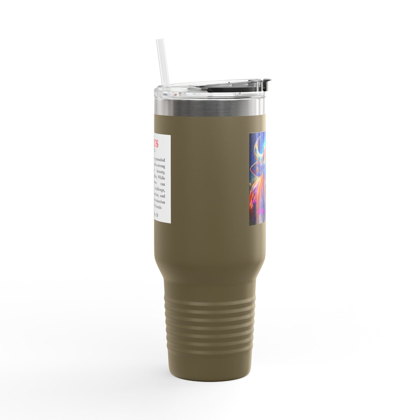 Taurus Insulated Travel Mug, 40oz, Perfect for Zodiac Fans, Coffee, Tea, Water