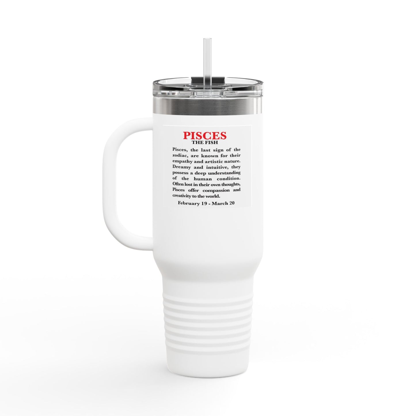 Pisces Insulated Travel Mug, 40oz, Perfect for Zodiac Fans, Coffee, Tea, Water