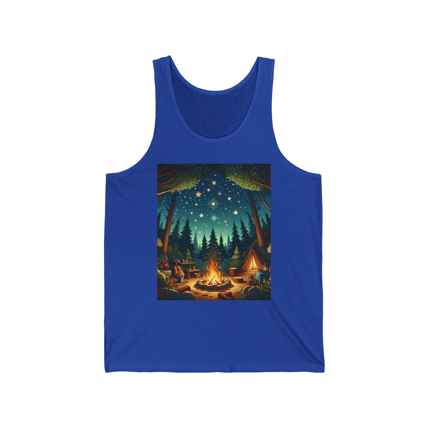 Camping Unisex Jersey Tank Top - Perfect for Festivals & Casual Wear