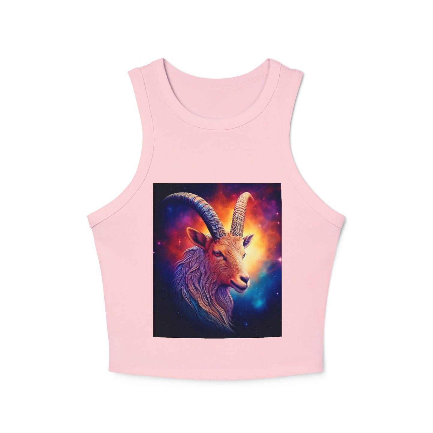 Capricorn Women's Micro Rib Racer Tank Top - Vibrant Galaxy Design