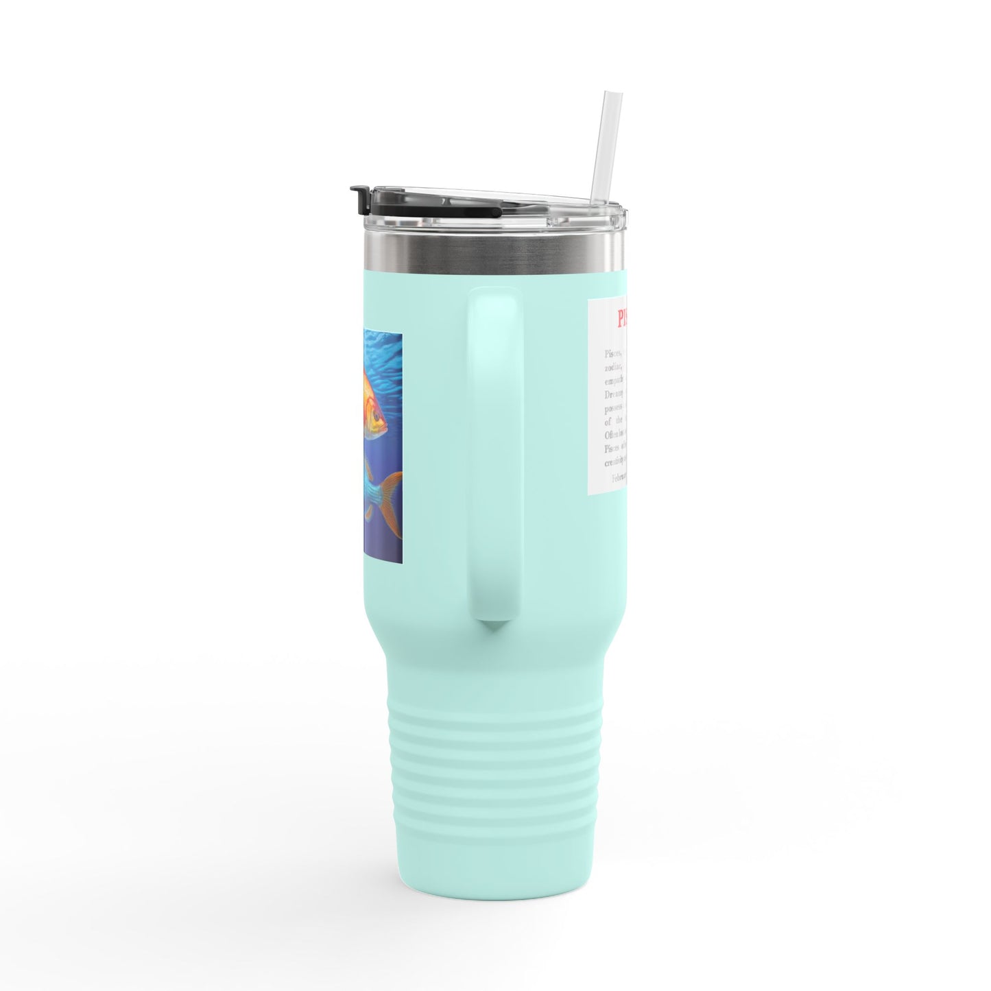 Pisces Insulated Travel Mug, 40oz, Perfect for Zodiac Fans, Coffee, Tea, Water