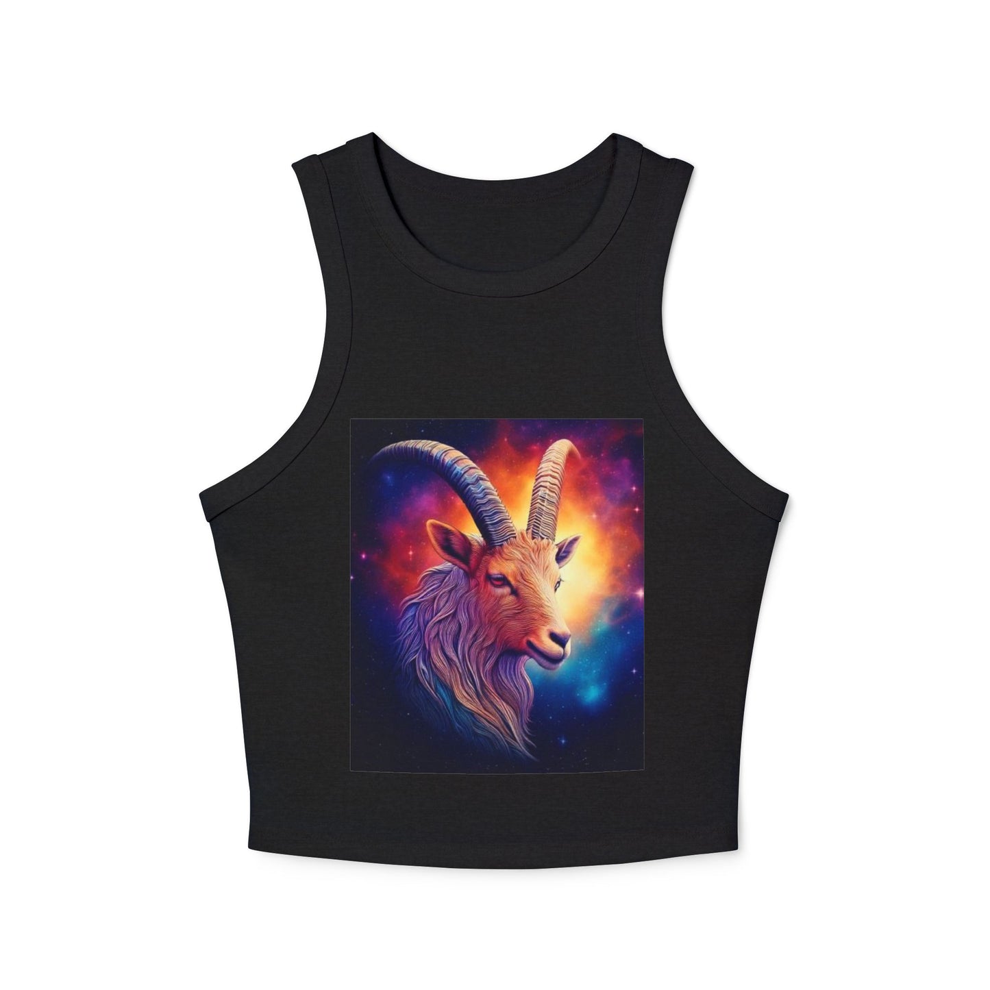 Capricorn Women's Micro Rib Racer Tank Top - Vibrant Galaxy Design