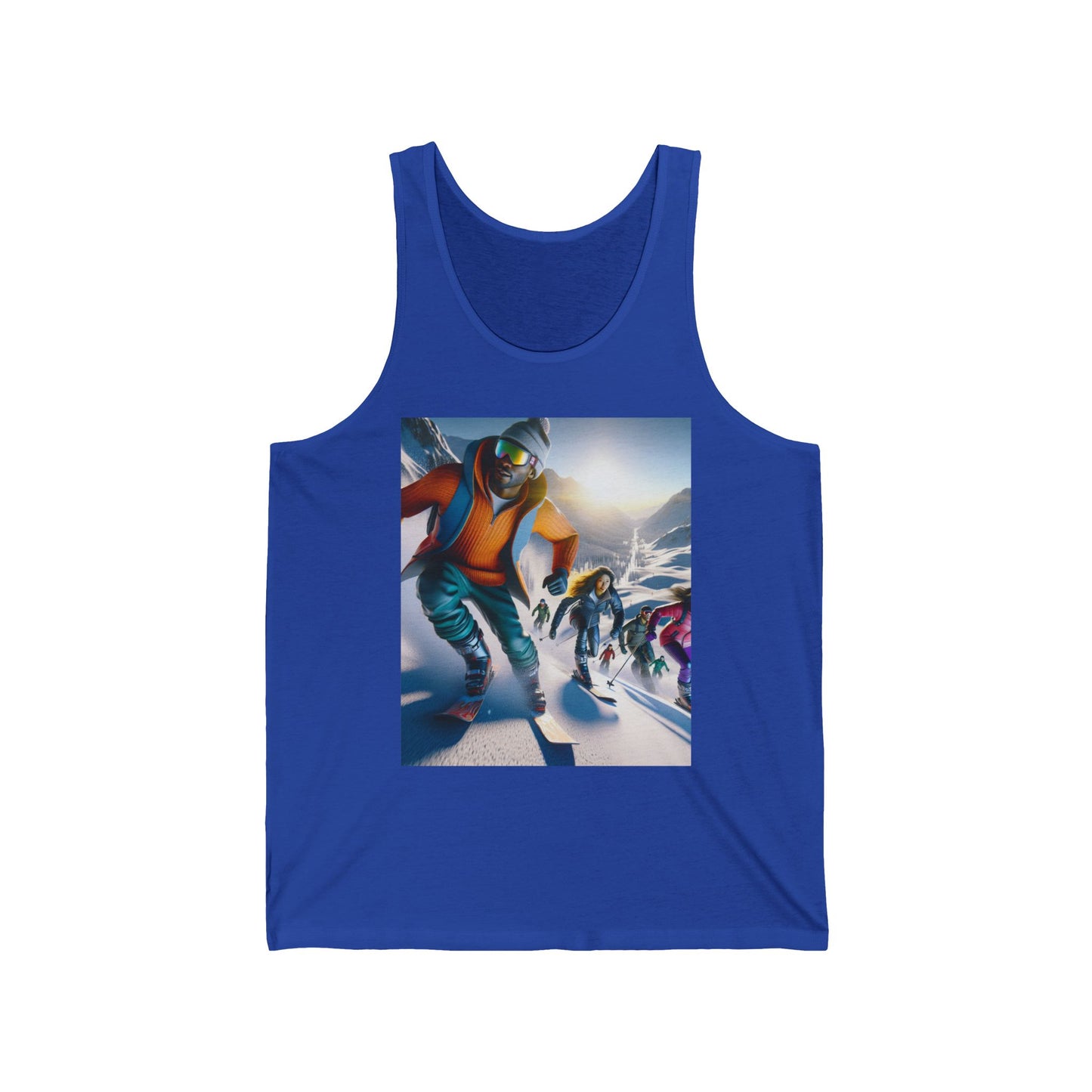 Skiing Unisex Jersey Tank Top - Perfect for Festivals & Casual Wear