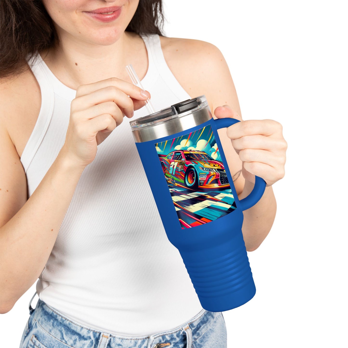 Vintage F1 Insulated Travel Mug, 40oz, Perfect for Fans, Sports Events, Coffee, Tea, Water