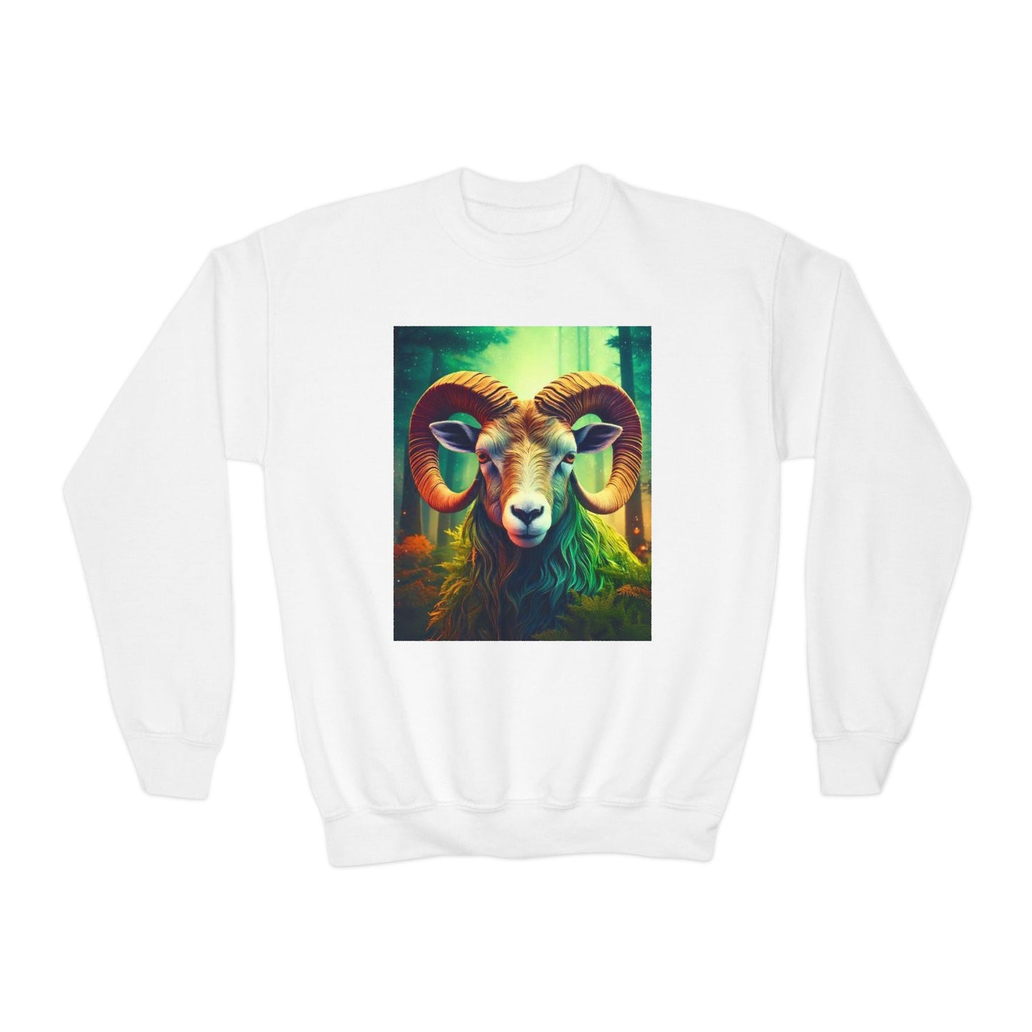 Youth Crewneck Sweatshirt with Aries  Zodiac Design - Astrology Gift, Horoscope Apparel, Birthday Present, Cozy Pullover