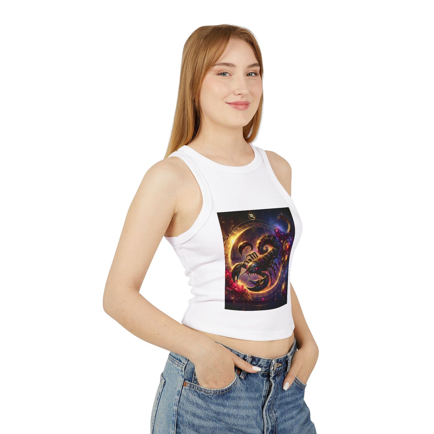 Scorpio Women's Micro Rib Racer Tank Top - Vibrant Galaxy Design