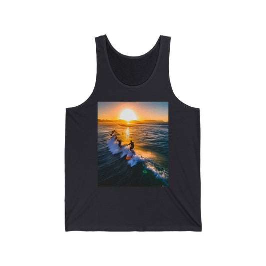 Surfing Unisex Jersey Tank Top - Perfect for Festivals & Casual Wear