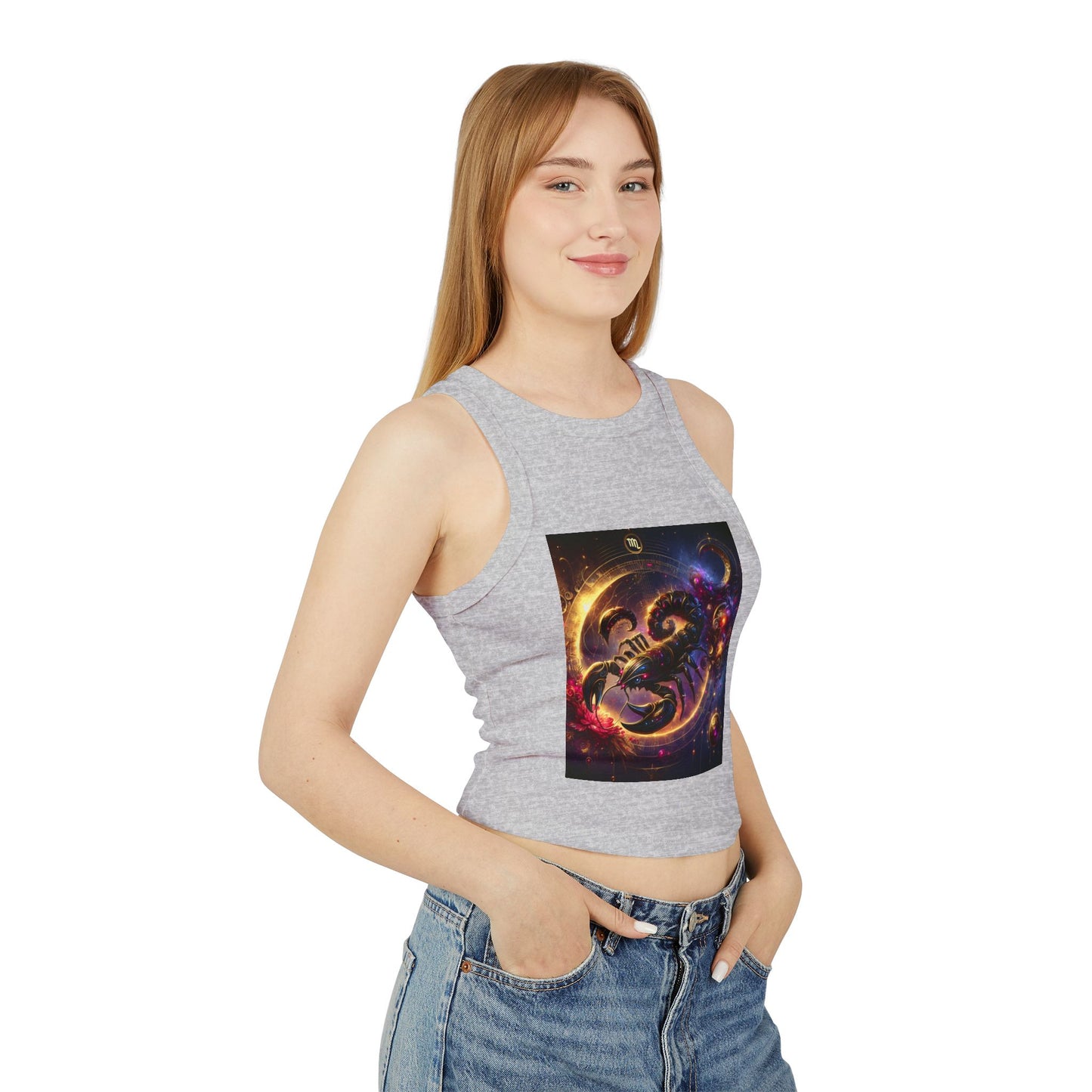 Scorpio Women's Micro Rib Racer Tank Top - Vibrant Galaxy Design