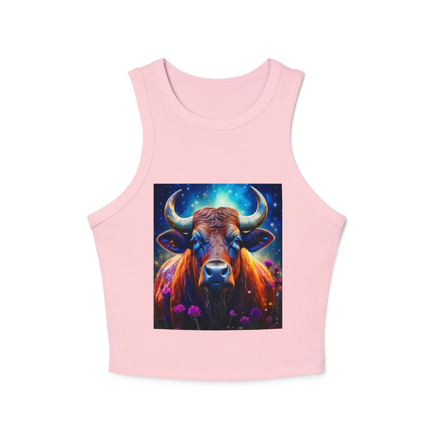 Taurus Women's Micro Rib Racer Tank Top - Vibrant Galaxy Design