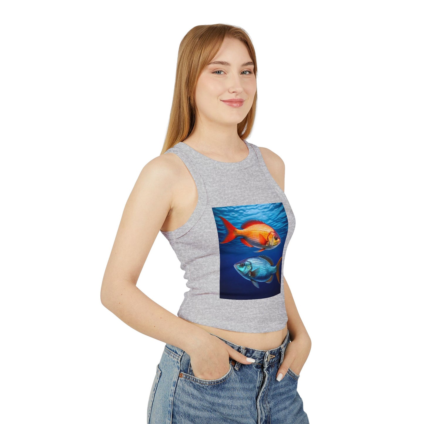 Pisces Women's Micro Rib Racer Tank Top - Summer Beach Style