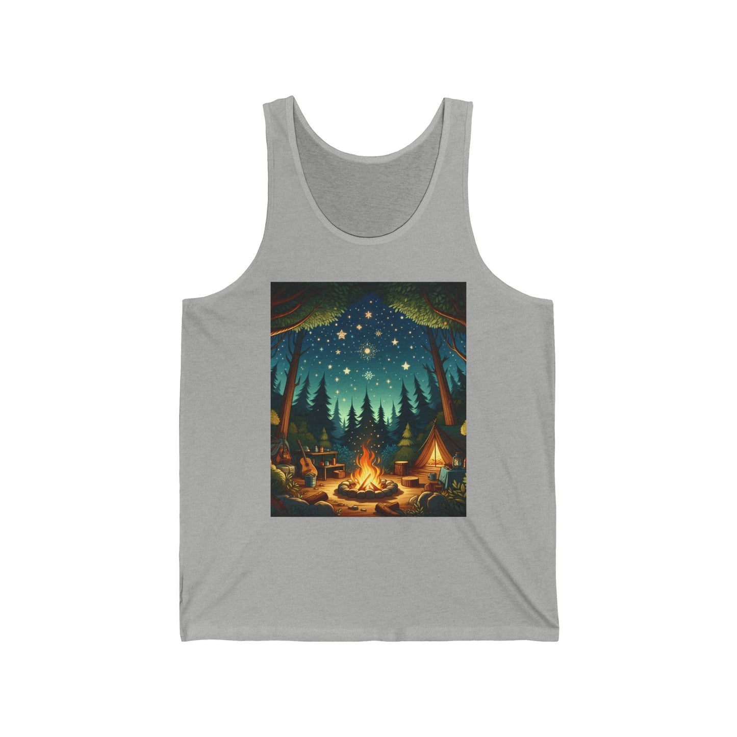 Camping Unisex Jersey Tank Top - Perfect for Festivals & Casual Wear