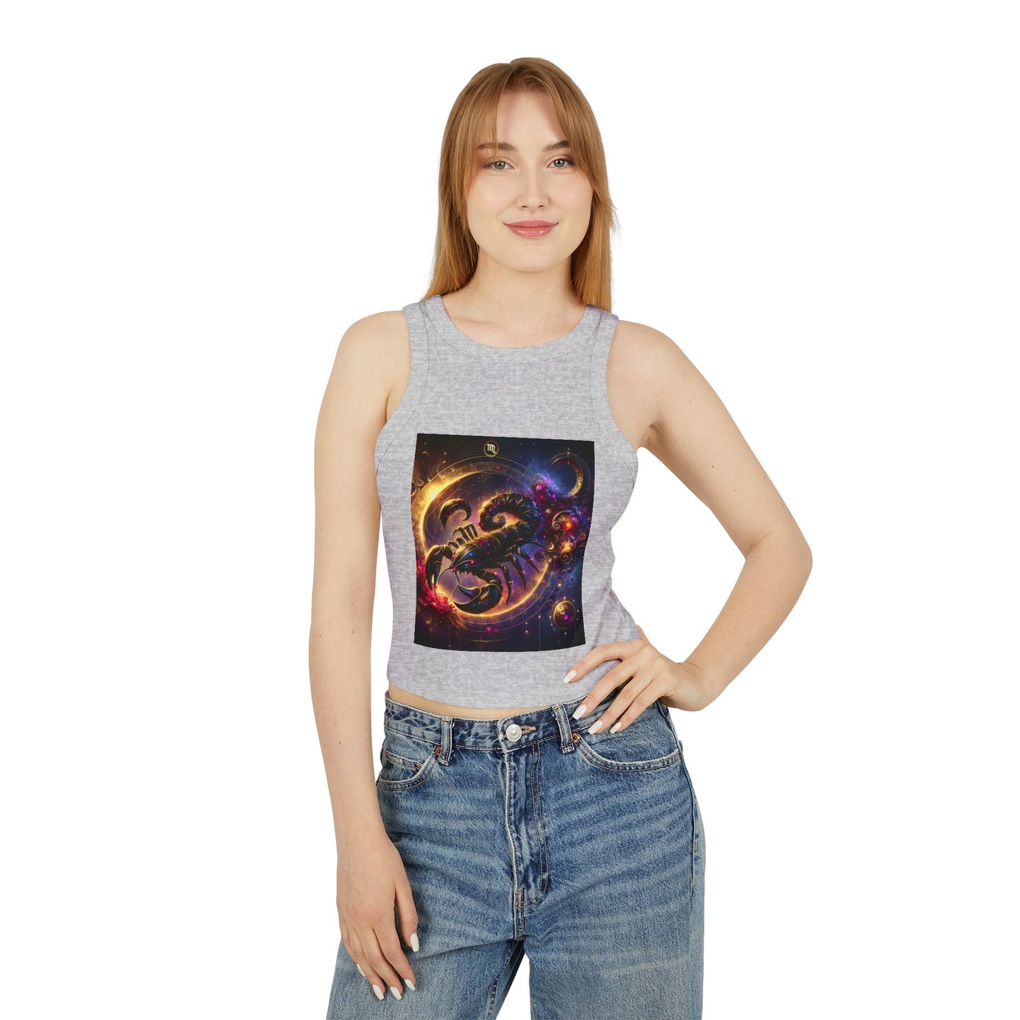 Scorpio Women's Micro Rib Racer Tank Top - Vibrant Galaxy Design