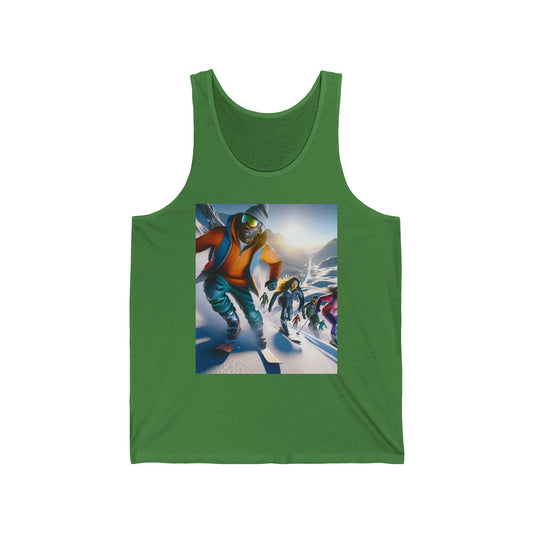 Skiing Unisex Jersey Tank Top - Perfect for Festivals & Casual Wear
