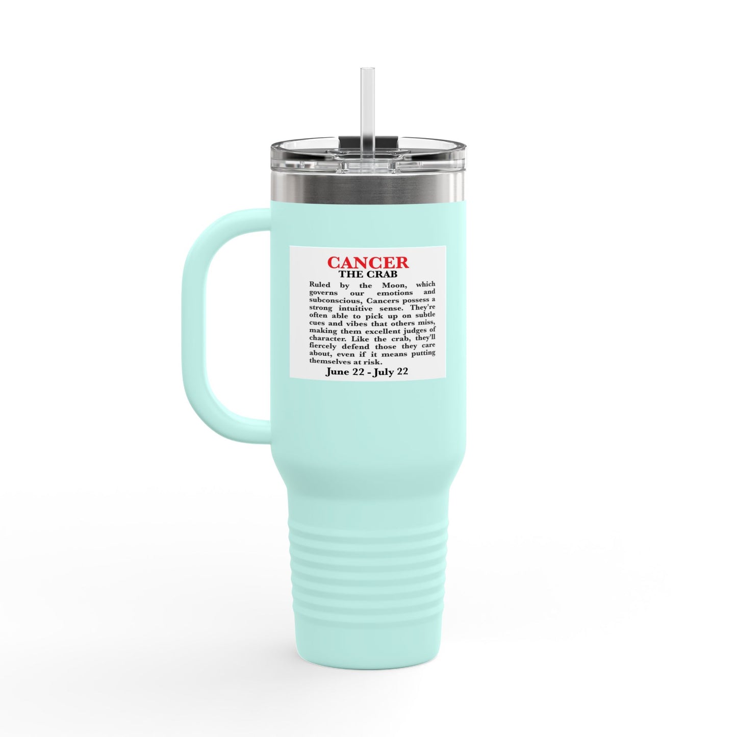 Cancer Insulated Travel Mug, 40oz, Perfect for Zodiac Fans, Coffee, Tea, Water