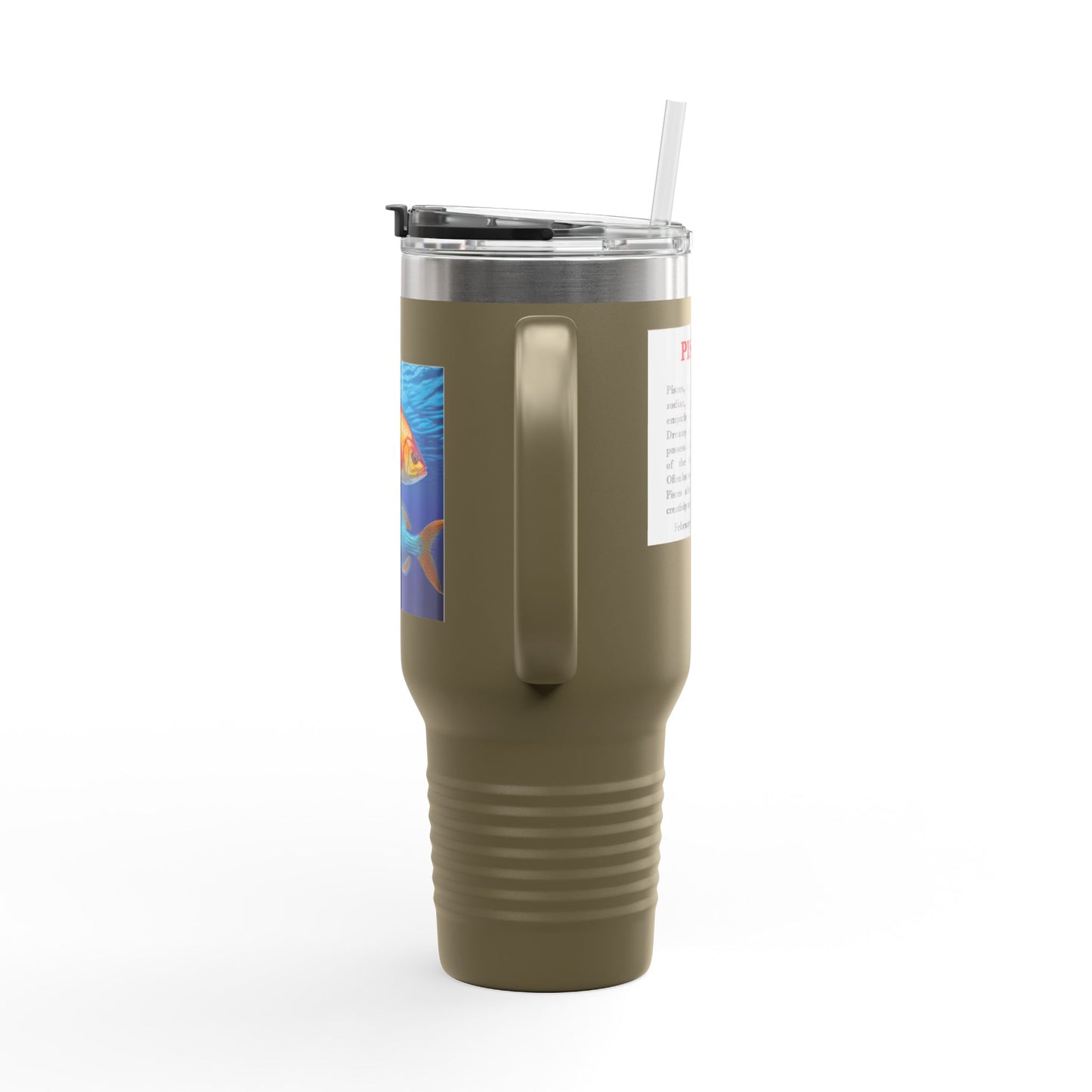 Pisces Insulated Travel Mug, 40oz, Perfect for Zodiac Fans, Coffee, Tea, Water