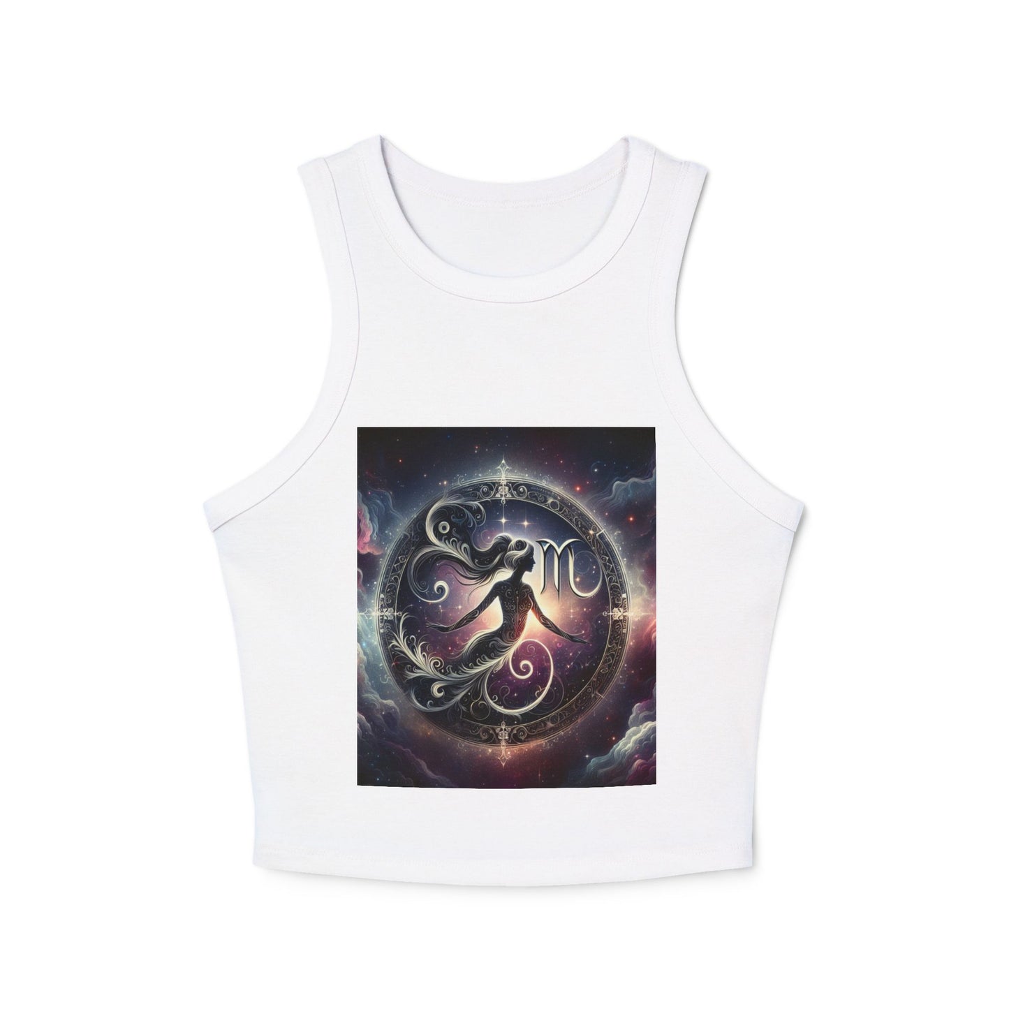 Virgo Women's Micro Rib Racer Tank Top - Vibrant Galaxy Design