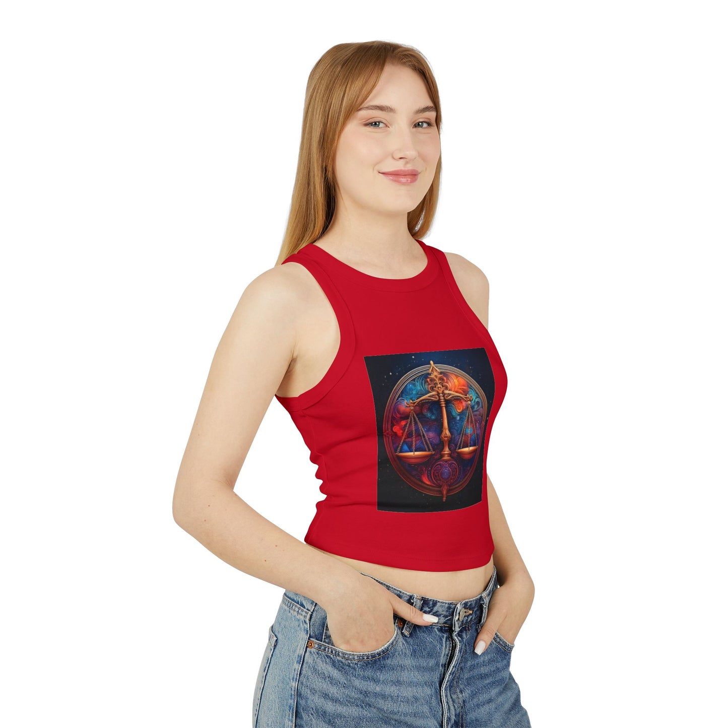 Libra Women's Micro Rib Racer Tank Top