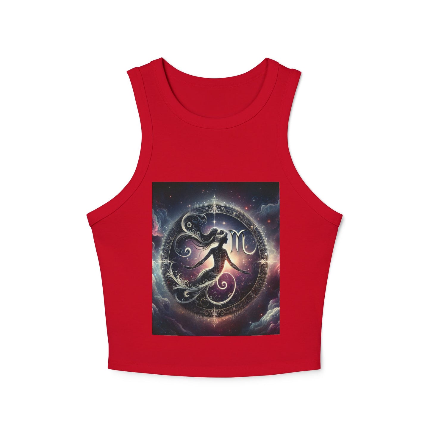 Virgo Women's Micro Rib Racer Tank Top - Vibrant Galaxy Design