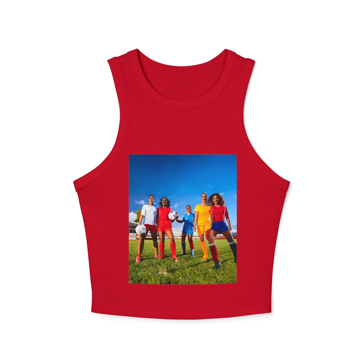 Soccer Women's Micro Rib Racer Tank Top - Vibrant Galaxy Design