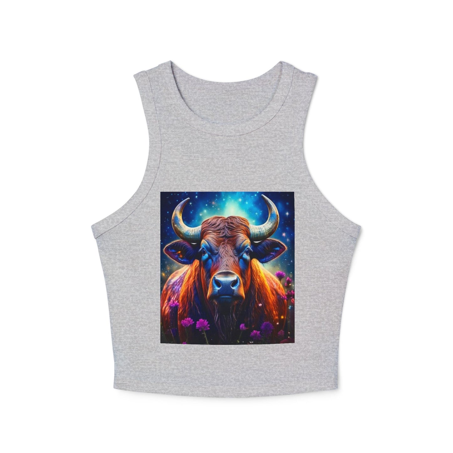 Taurus Women's Micro Rib Racer Tank Top - Vibrant Galaxy Design