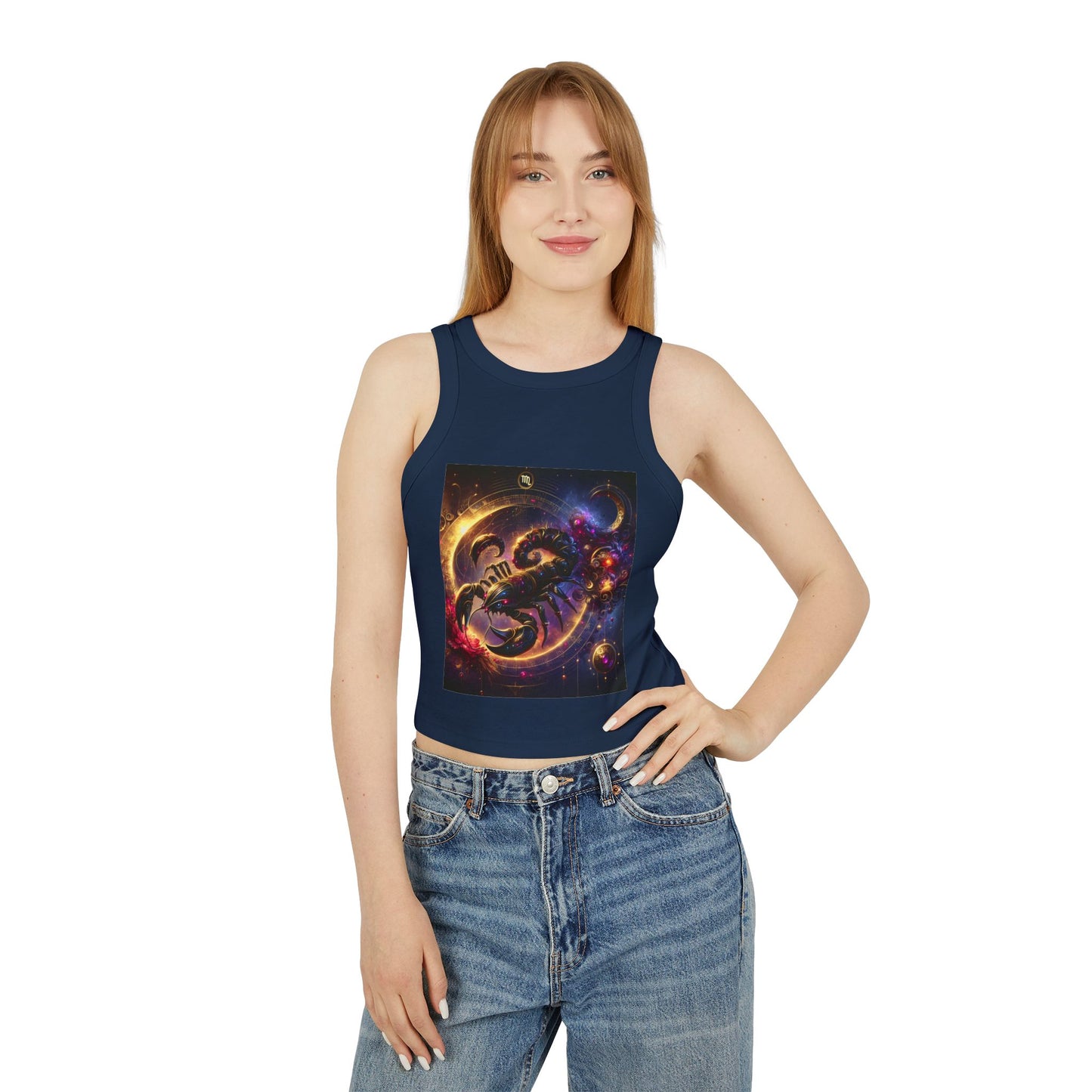 Scorpio Women's Micro Rib Racer Tank Top - Vibrant Galaxy Design