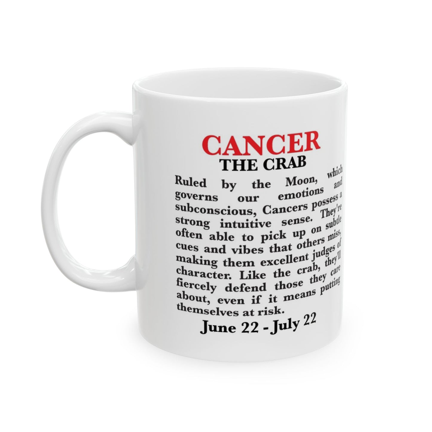 Cancer Zodiac Ceramic Mug, Astrology Coffee Cup, Horoscope Drinkware for Moon Lovers, June/July Birthday Gift, Star Sign Mug