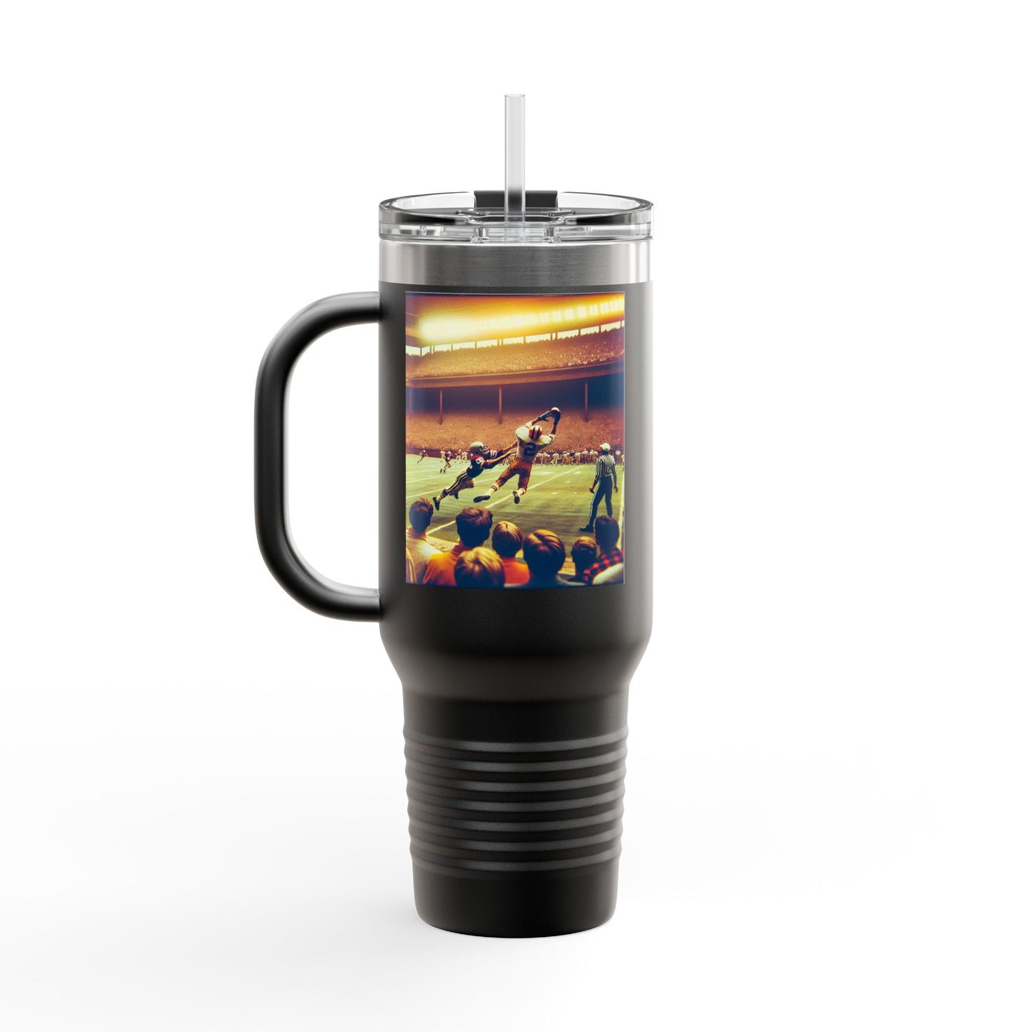 Vintage Football Insulated Travel Mug, 40oz, Perfect for Fans, Leagues, Game Day, Sports Events, Coffee, Tea, Water