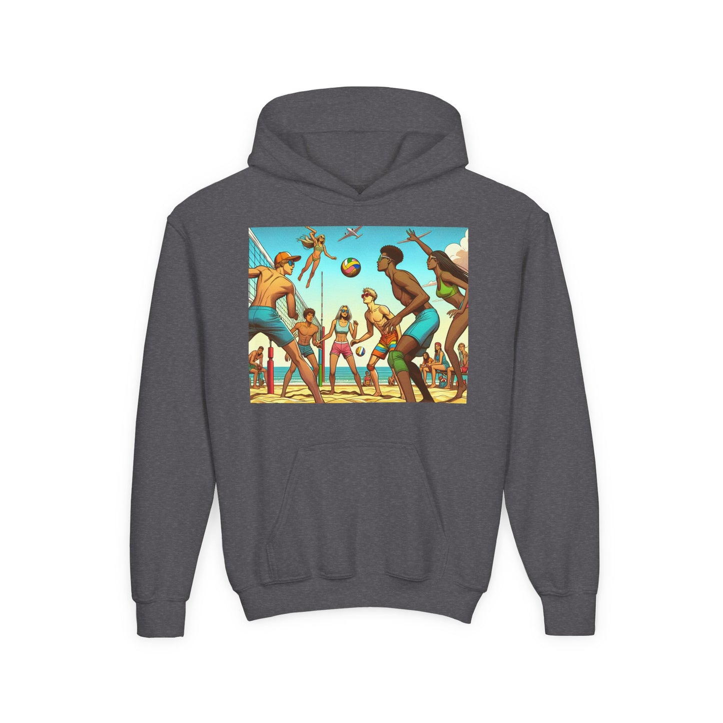 Volleyball Youth Hoodie - Sporty Heavy Blend Sweatshirt for Young Athletes