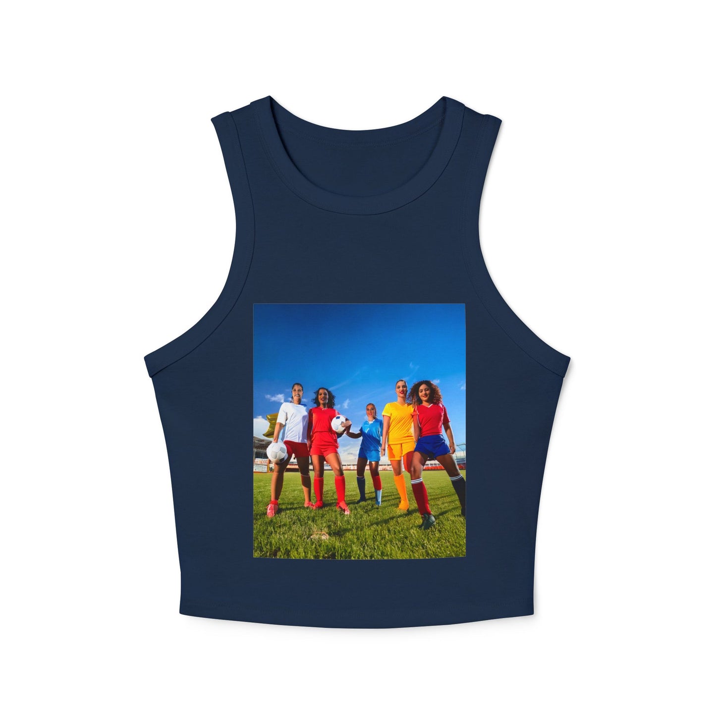 Soccer Women's Micro Rib Racer Tank Top - Vibrant Galaxy Design