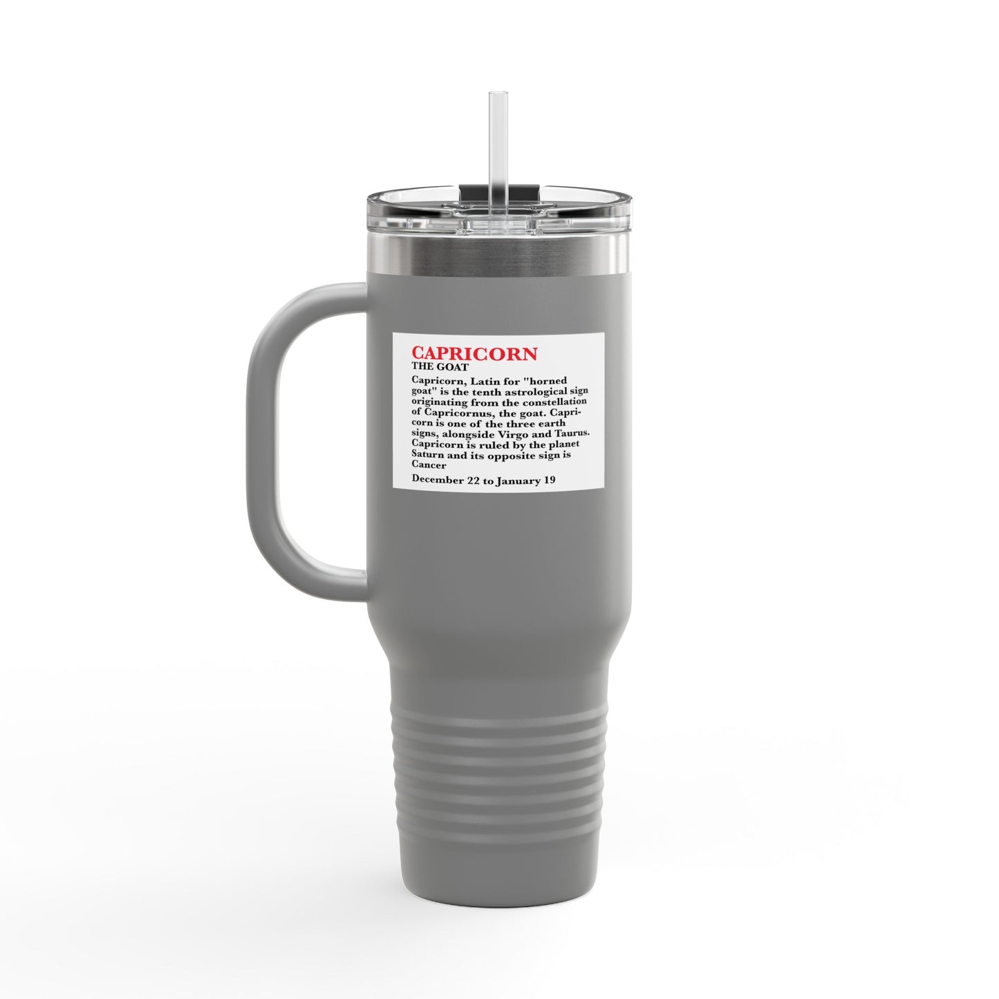 Capricorn Insulated Travel Mug, 40oz, Perfect for Zodiac Fans, Coffee, Tea, Water