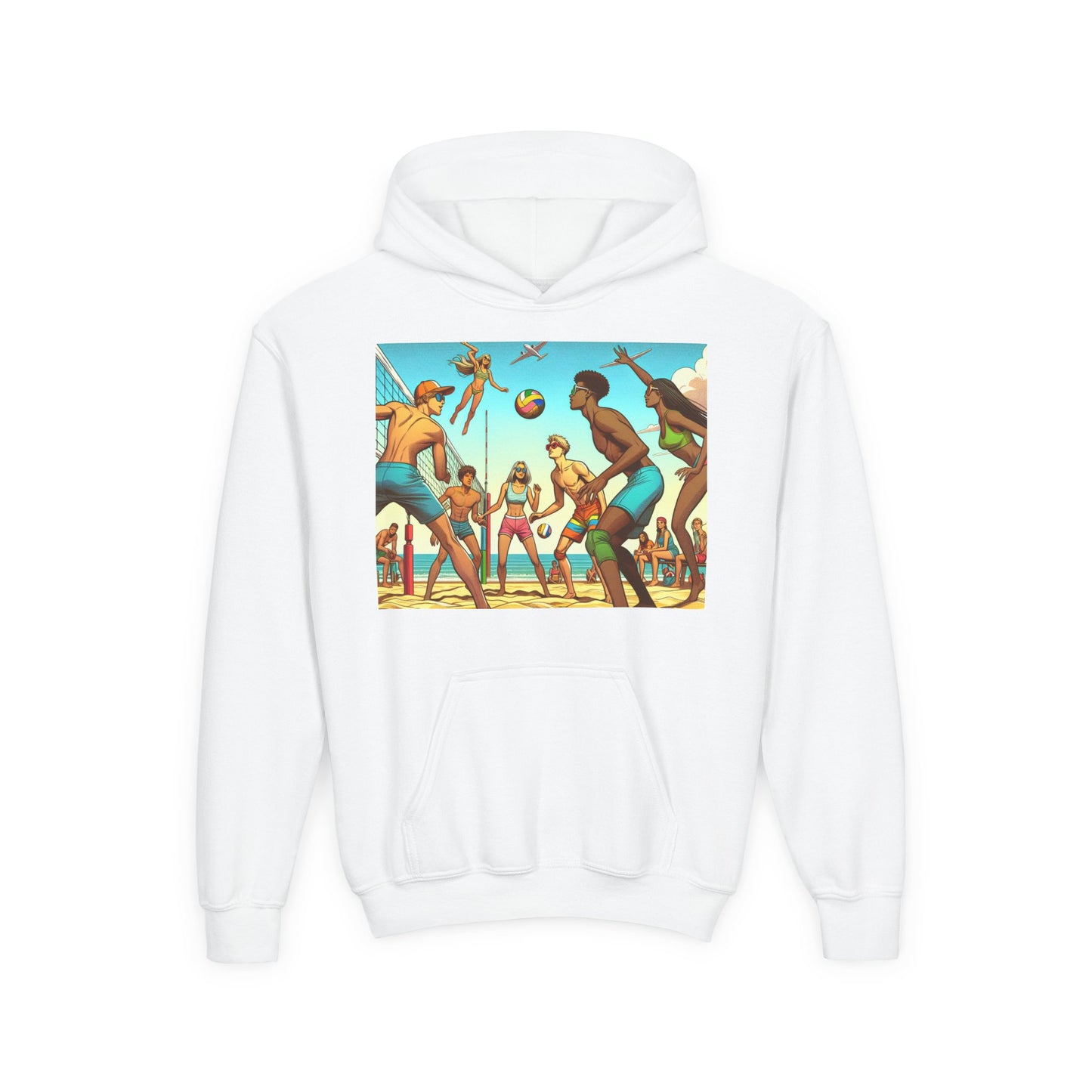 Volleyball Youth Hoodie - Sporty Heavy Blend Sweatshirt for Young Athletes